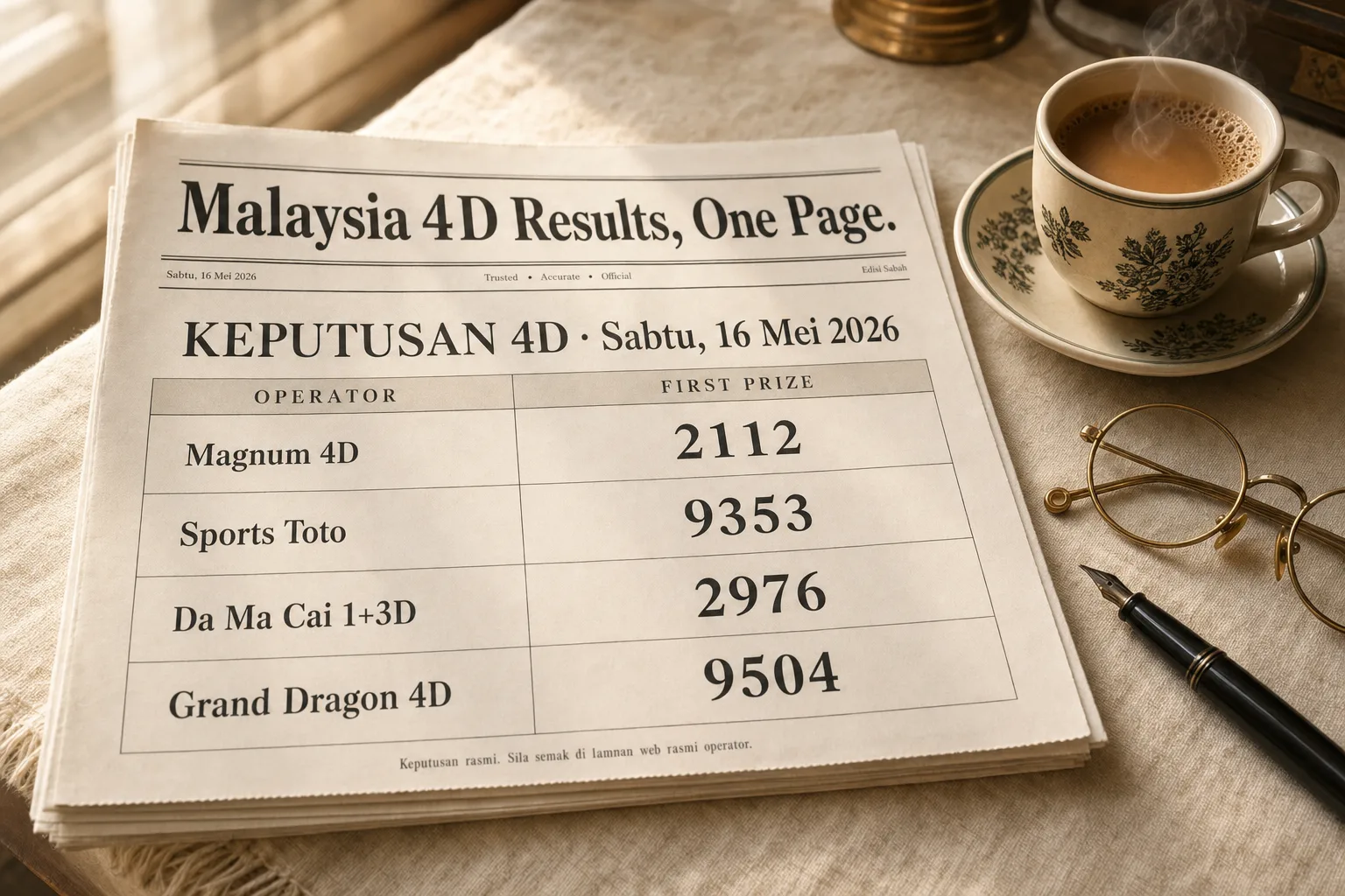 Today's Malaysia 4D headline